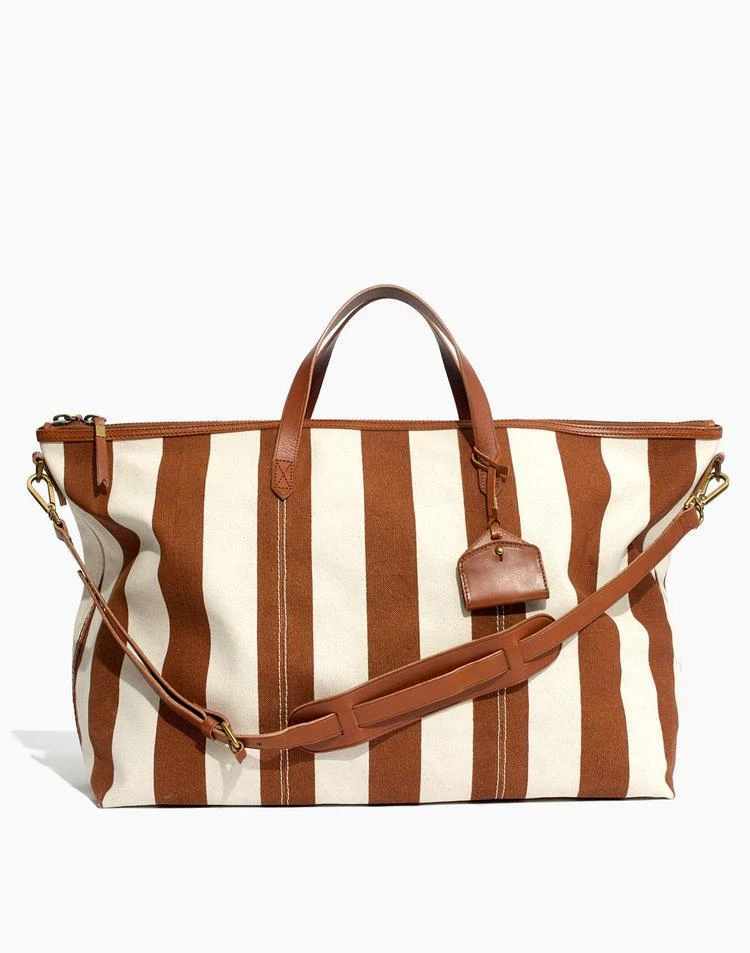 商品Madewell|The Transport Weekender in Striped Canvas,价格¥905,第1张图片