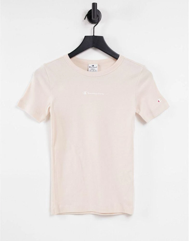 商品CHAMPION|Champion ribbed logo t-shirt in tan,价格¥104,第1张图片