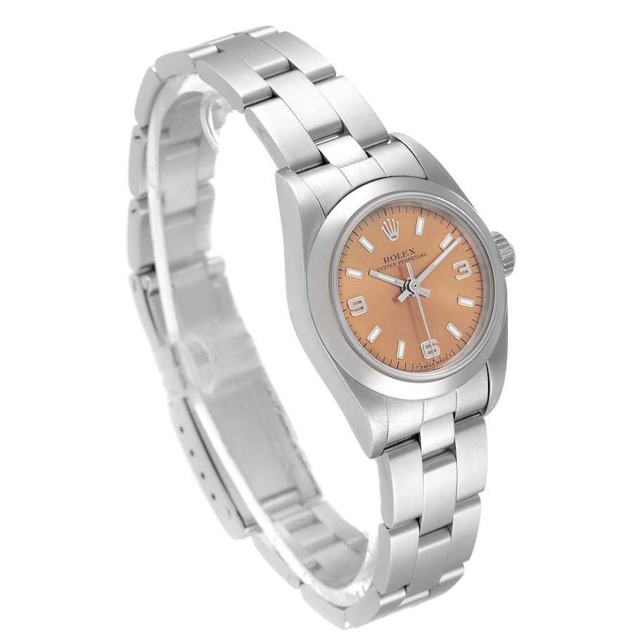 Rolex Salmon Stainless Steel Oyster Perpetual 67180 Women's Wristwatch 26 MM商品第7张图片规格展示