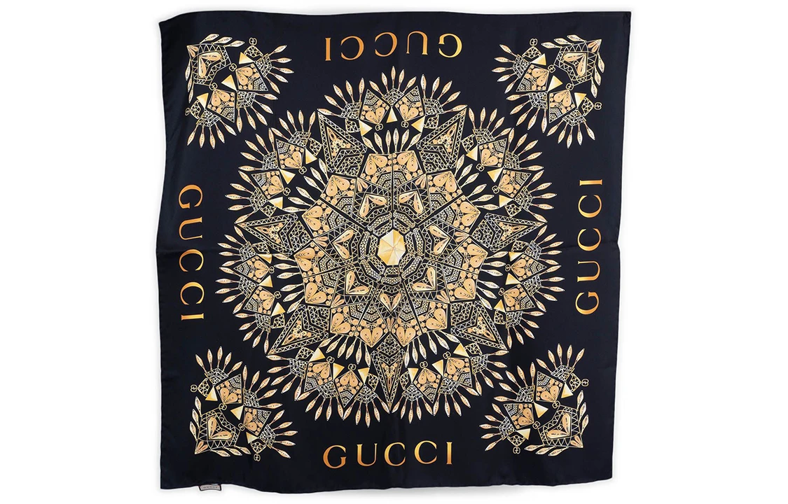 商品[国内直发] Gucci|古驰 Logo标志 丝巾 男女同款情侣款 黑色,价格¥2141,第1张图片