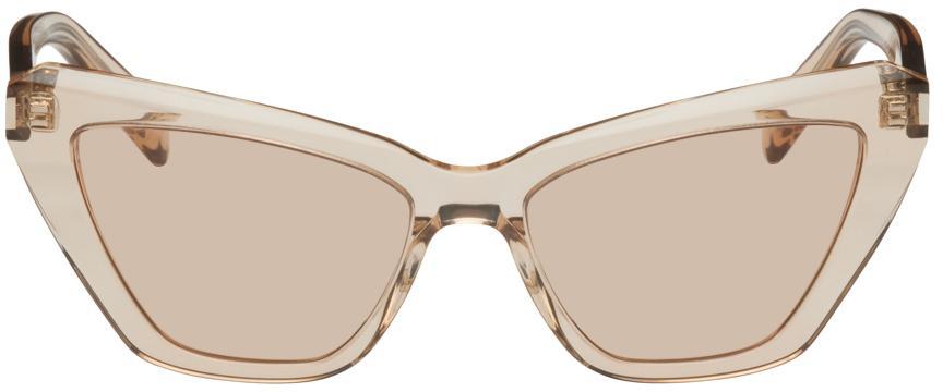 商品Yves Saint Laurent|Off-White Transparent Cat-Eye Sunglasses,价格¥2619,第1张图片