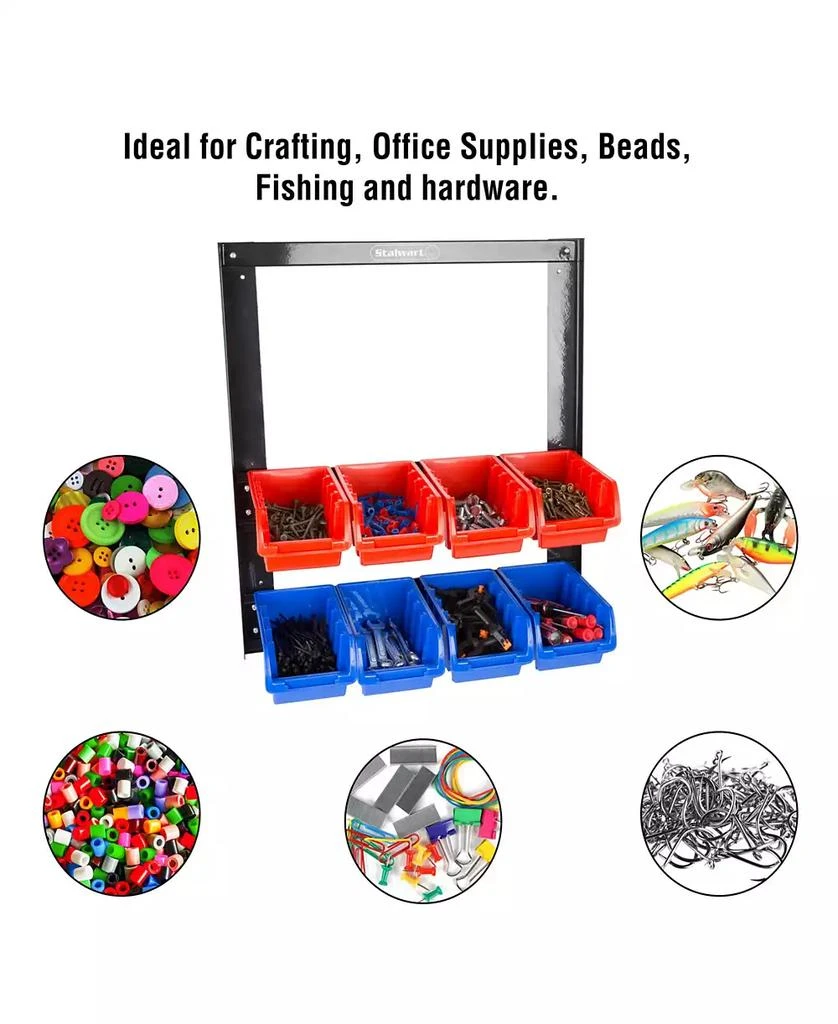 商品Trademark Global|8 Bin Storage Rack organizer - Wall Mountable Container with Removable Drawers by Stalwart,价格¥515,第5张图片详细描述
