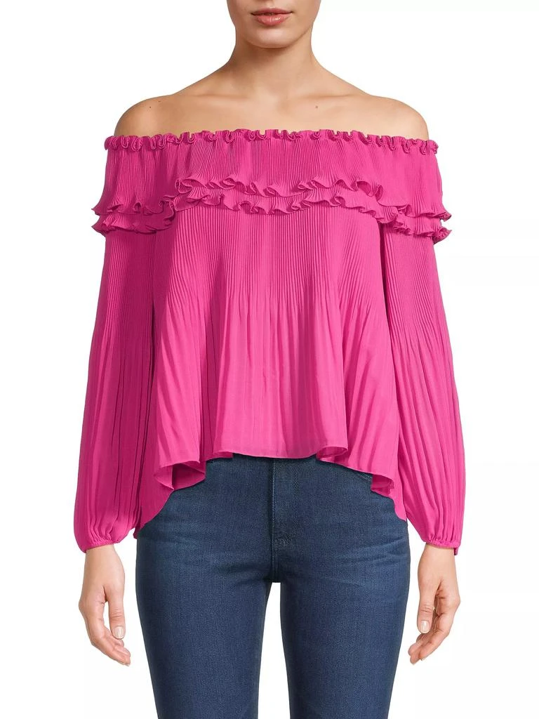 商品UNGARO|Emilia Pleated Crepe Chiffon Blouse,价格¥1264,第3张图片详细描述