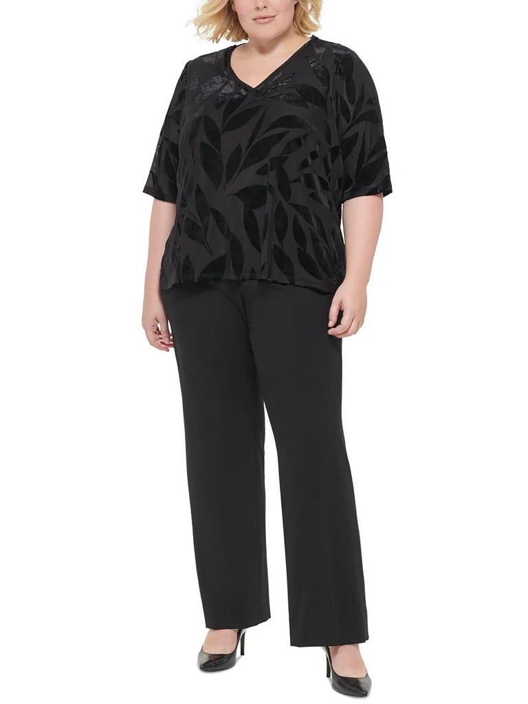 商品Calvin Klein|Plus Womens Velvet Burnout Blouse,价格¥375,第1张图片