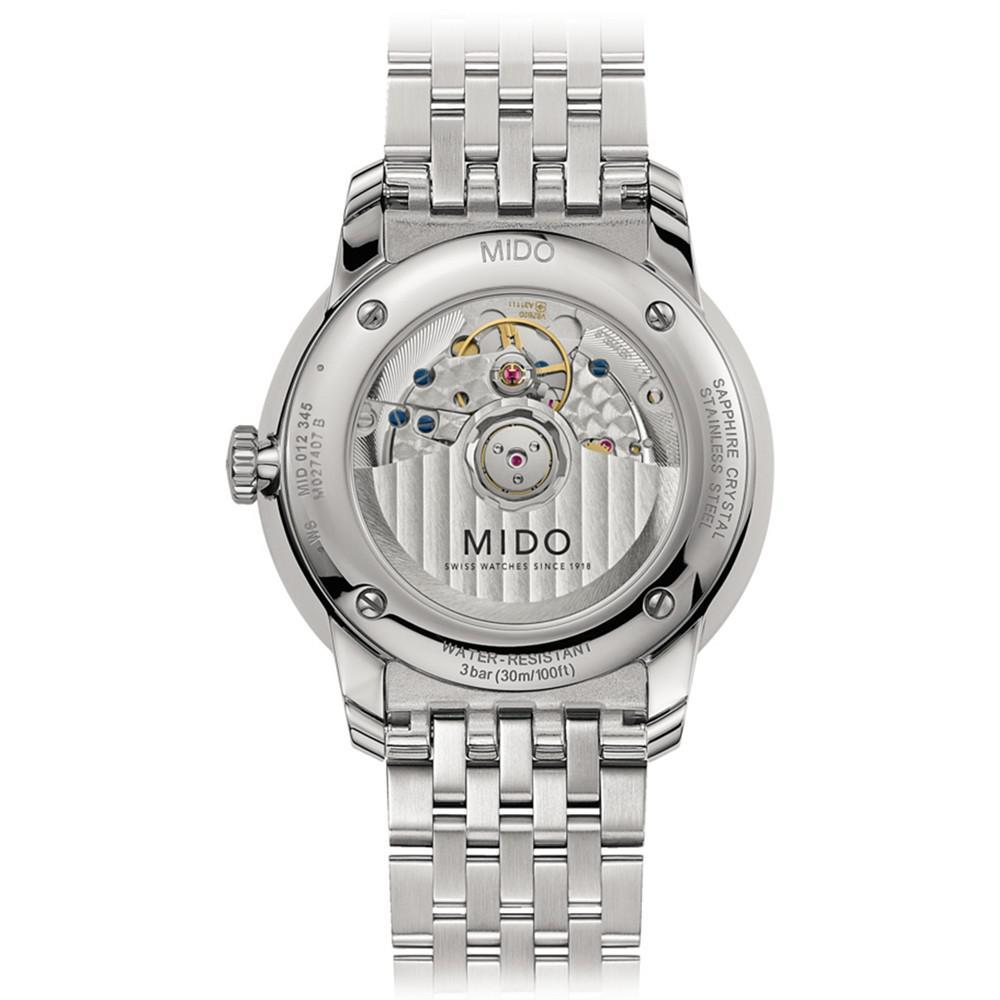 商品MIDO|Men's Swiss Automatic Baroncelli Smiling Moon Stainless Steel Bracelet Watch 39mm,价格¥8578,第4张图片详细描述