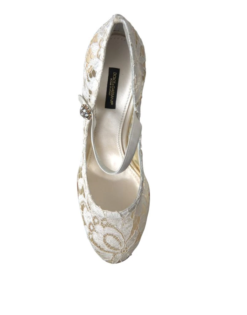 Dolce & Gabbana Chic Lace Block Heels Sandals in Cream White 商品