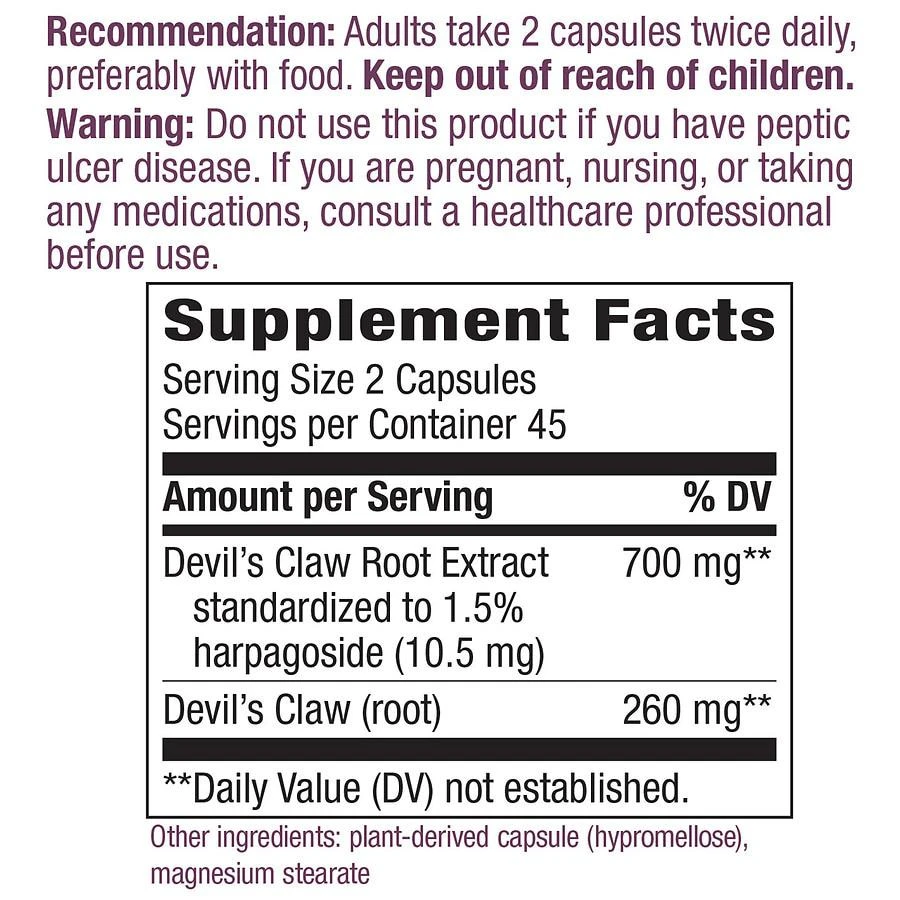 商品Nature's Way|Standardized Devil's Claw Extract, Capsules,价格¥166,第3张图片详细描述