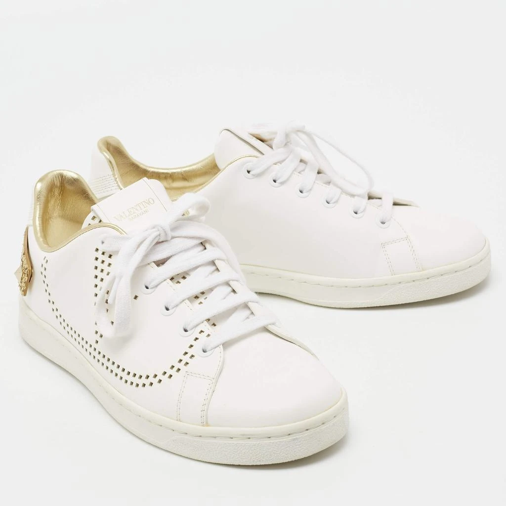 商品[二手商品] Valentino|Valentino White Leather Backnet  Lace Up Sneakers Size 37,价格¥3650,第4张图片详细描述