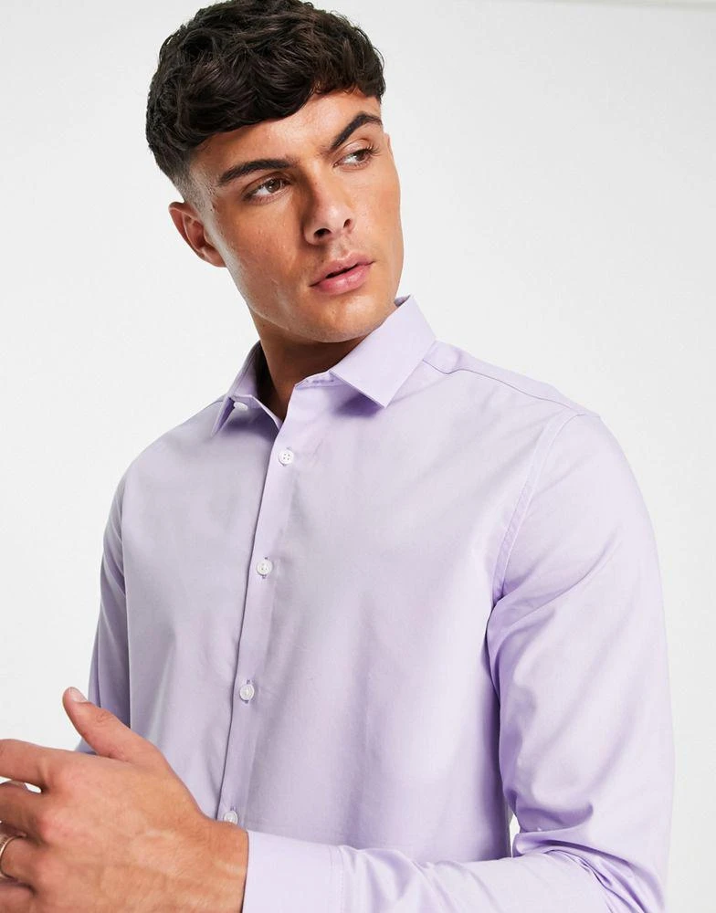 商品ASOS|ASOS DESIGN stretch slim fit work shirt in lilac,价格¥177,第3张图片详细描述