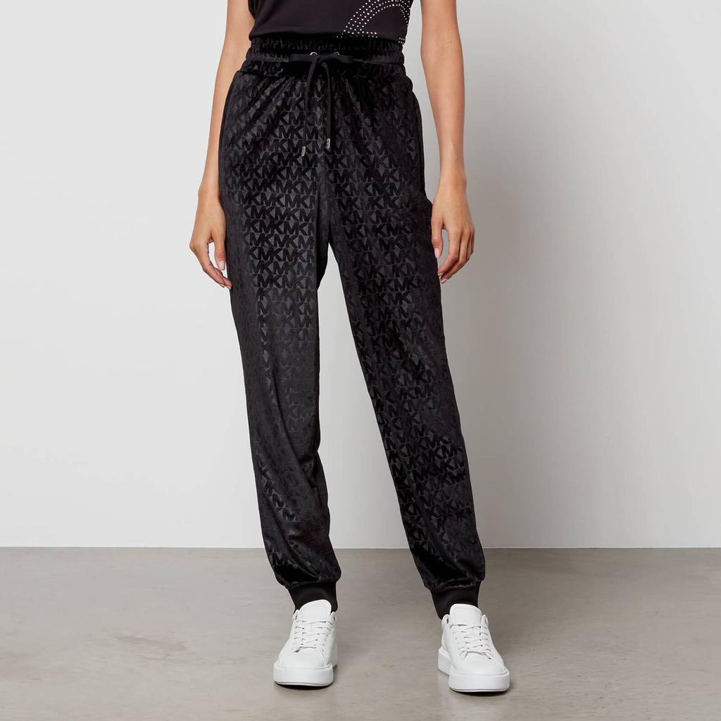 MICHAEL Michael Kors Women's Logo Velour Slouchy Jogger - Black商品第1张图片规格展示