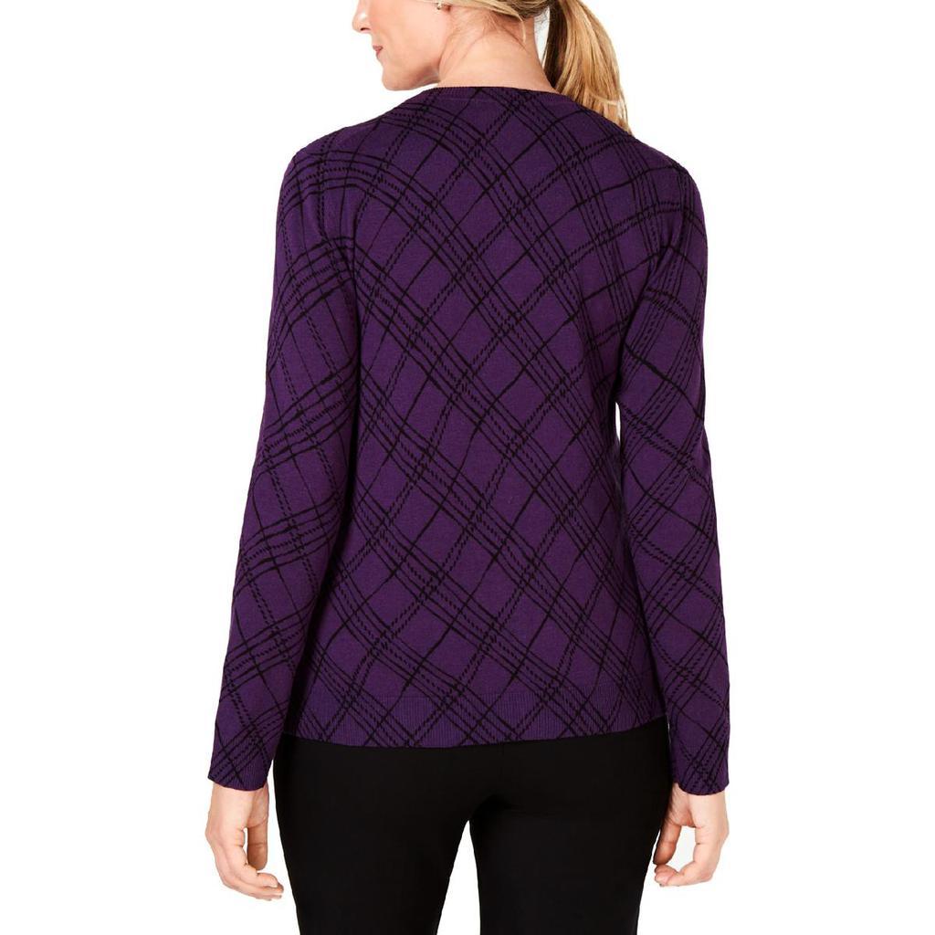 商品Karen Scott|Karen Scott Womens Printed Ribbed Trim Cardigan Sweater,价格¥132,第4张图片详细描述