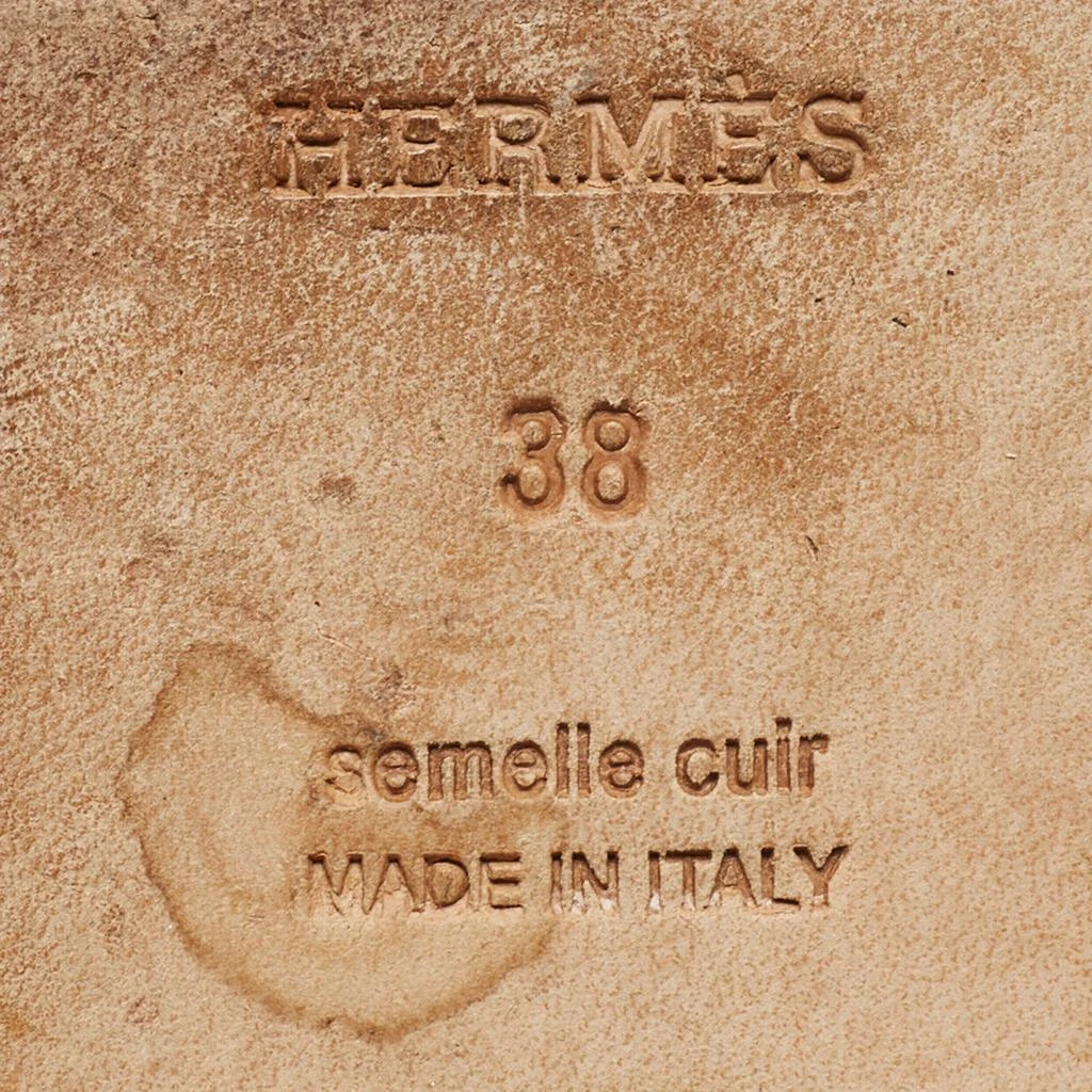 Hermes Green Lizard Leather Oran Flat Slides Size 38 商品