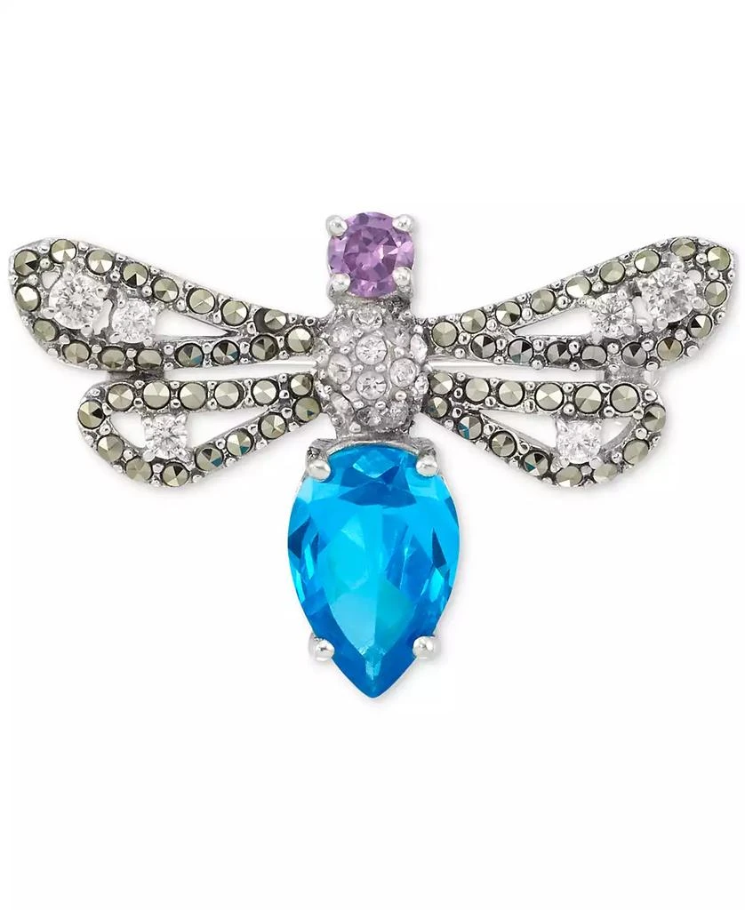 商品Macy's|Marcasite (3/8 ct. t.w.) & Cubic Zirconia Dragonfly Pin in Sterling Silver,价格¥522,第1张图片