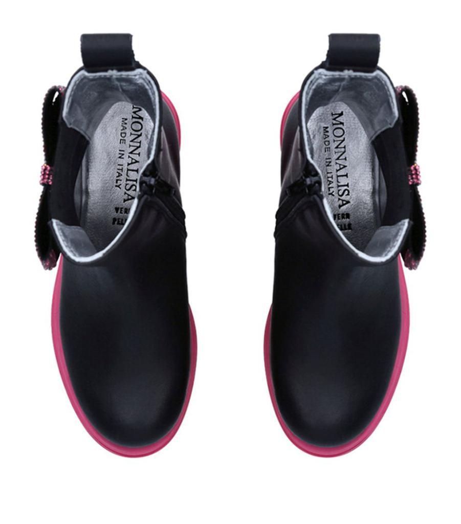 商品MONNALISA|Leather Crystal Bow Ankle Boots,价格¥2081,第6张图片详细描述