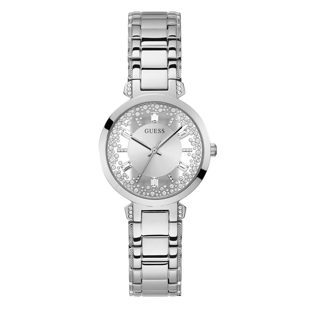 商品GUESS|Women's Silver-tone Stainless Steel Bracelet Watch 33mm,价格¥404,第1张图片