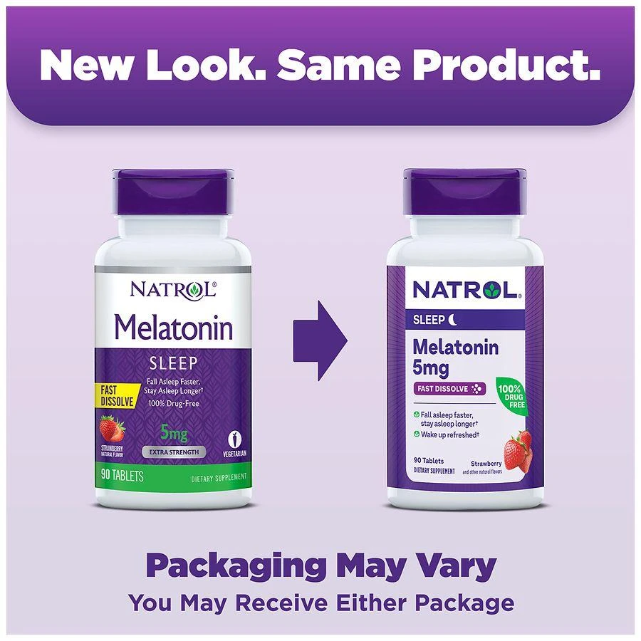 商品Natrol|Melatonin 5mg, Sleep Support, Fast Dissolve Tablets Strawberry,价格¥109,第3张图片详细描述