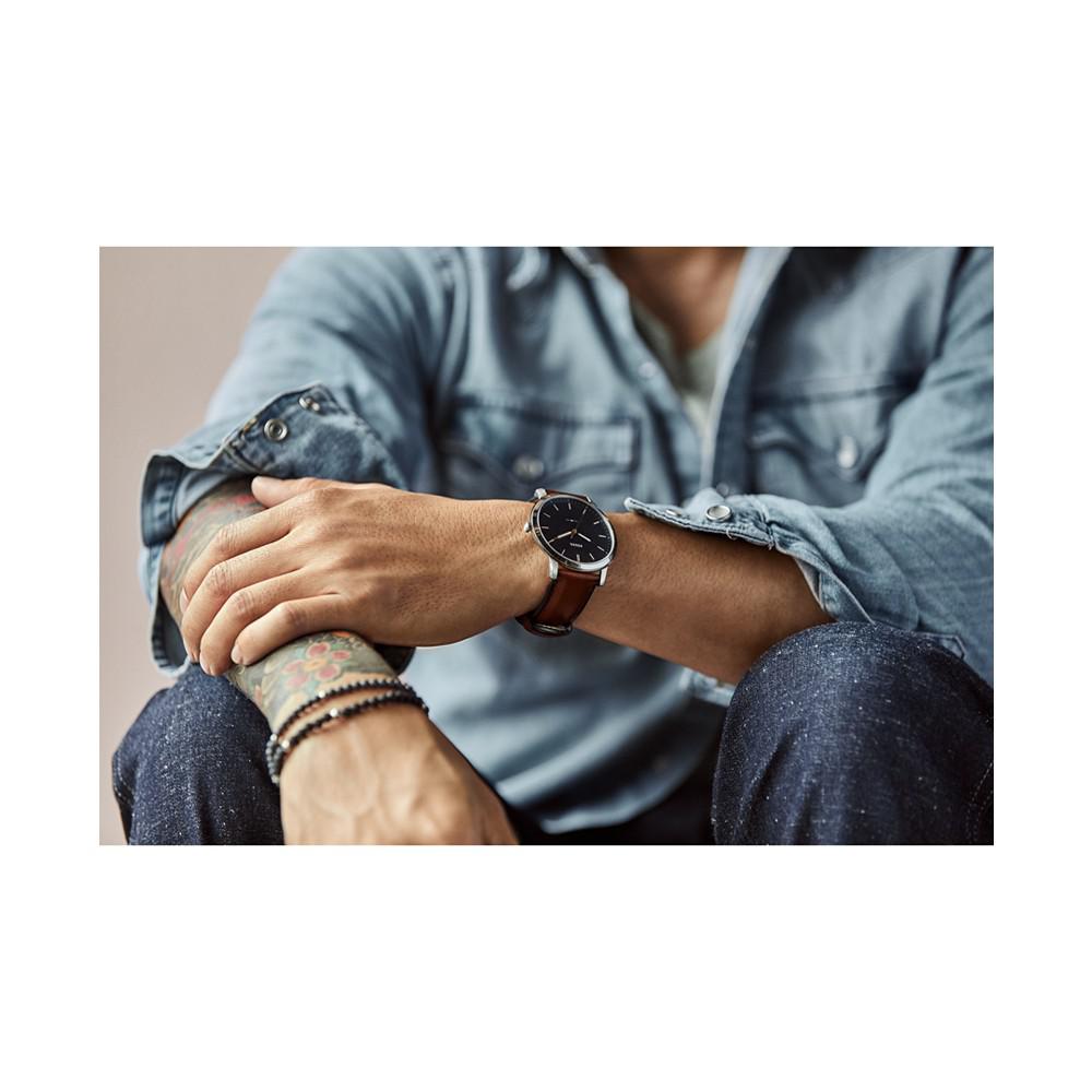 Men's The Minimalist Brown Leather Strap Watch商品第4张图片规格展示