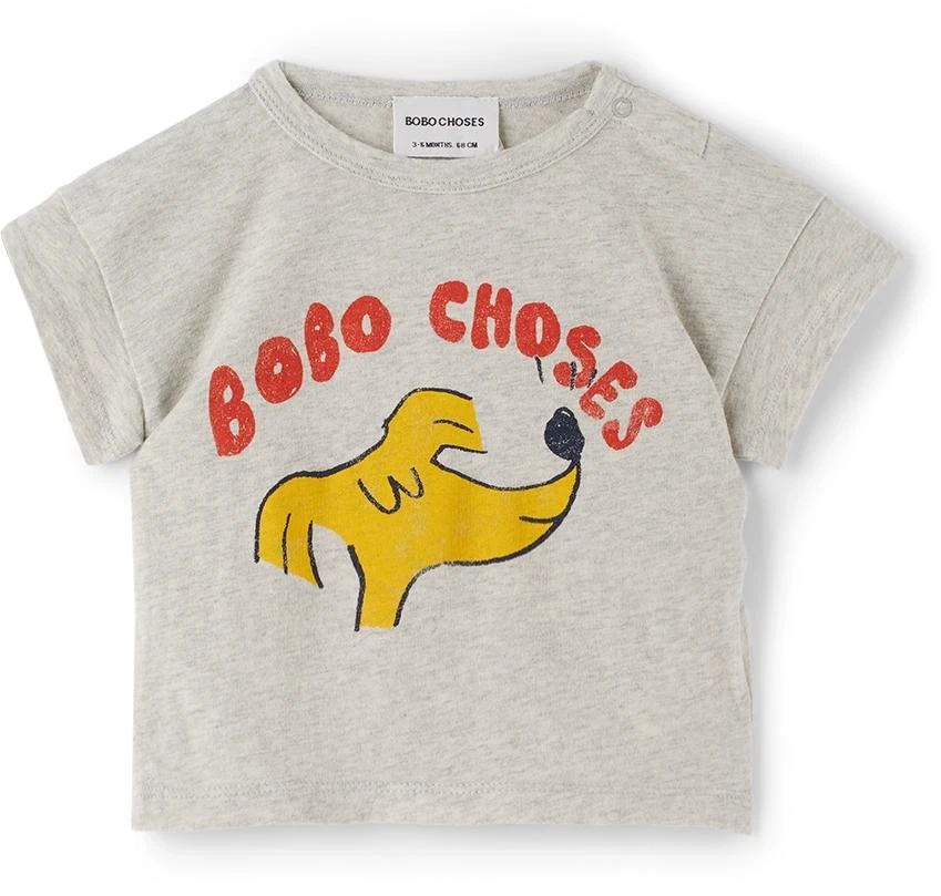 商品BOBO CHOSES|Baby Grey Sniffy Dog T-Shirt,价格¥138,第1张图片