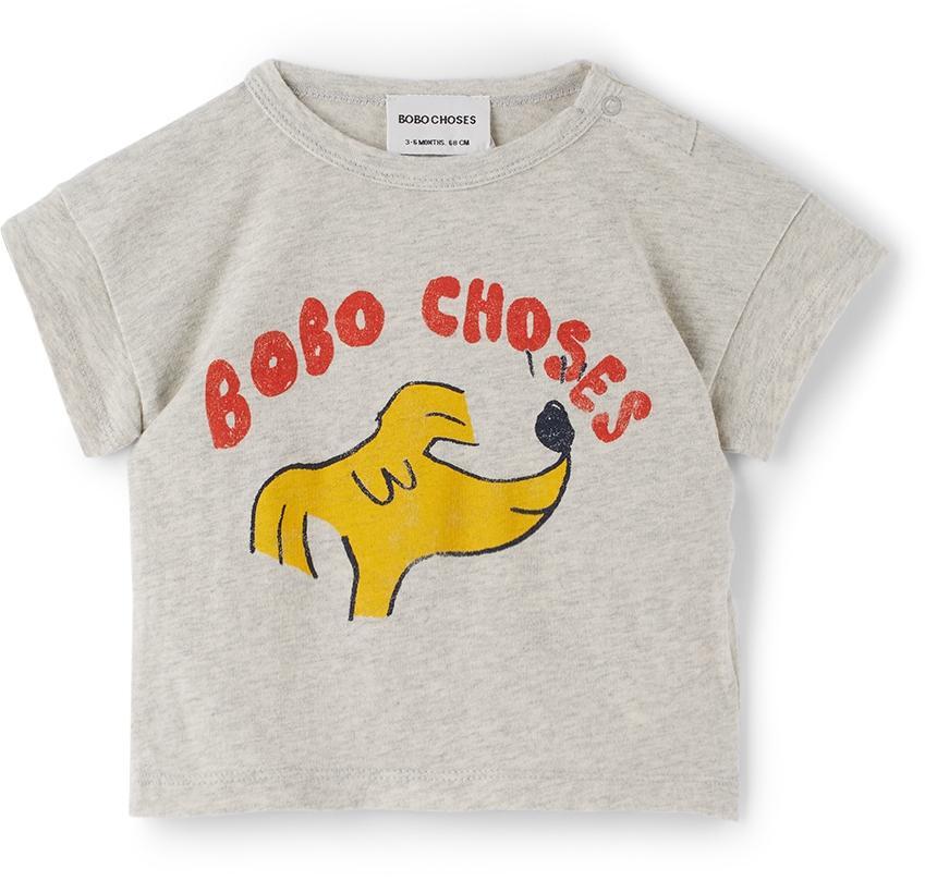 商品BOBO CHOSES|Baby Grey Sniffy Dog T-Shirt,价格¥170,第1张图片