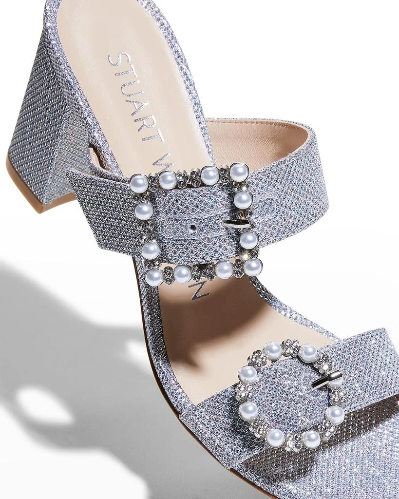 商品Stuart Weitzman|Pearly Buckle Dual-Band Slide Sandals,价格¥1855,第4张图片详细描述