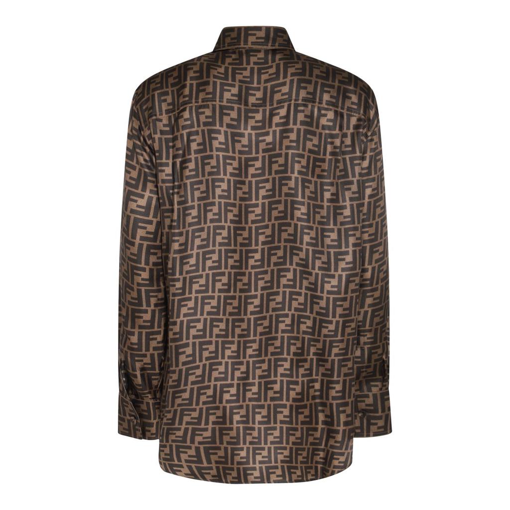 〈 FENDI 〉Vintage Silk Pattern Shirt ＊ Fendi - Silk shirt brown - The Corner