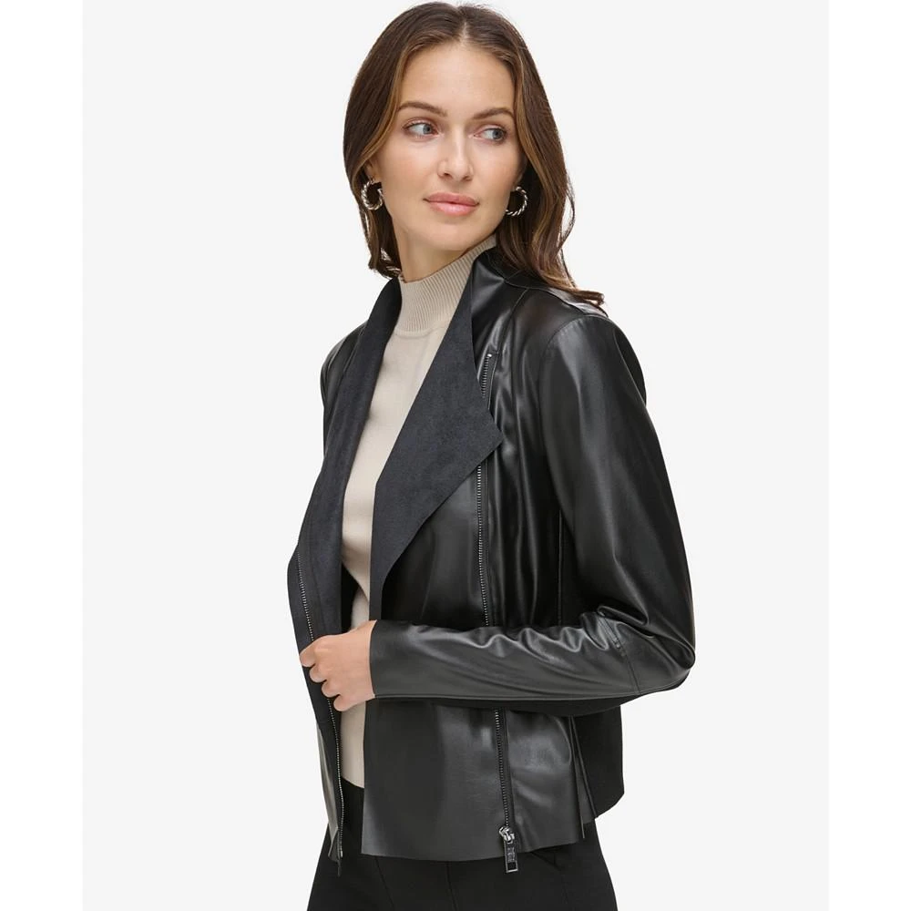 商品DKNY|Women's Side-Zip Faux-Leather Moto Biker Jacket,价格¥447,第3张图片详细描述