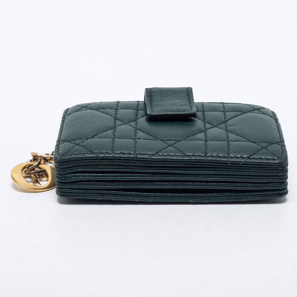 Dior Green Cannage Leather Lady Dior 5 Gusset Card Holder商品第8张图片规格展示