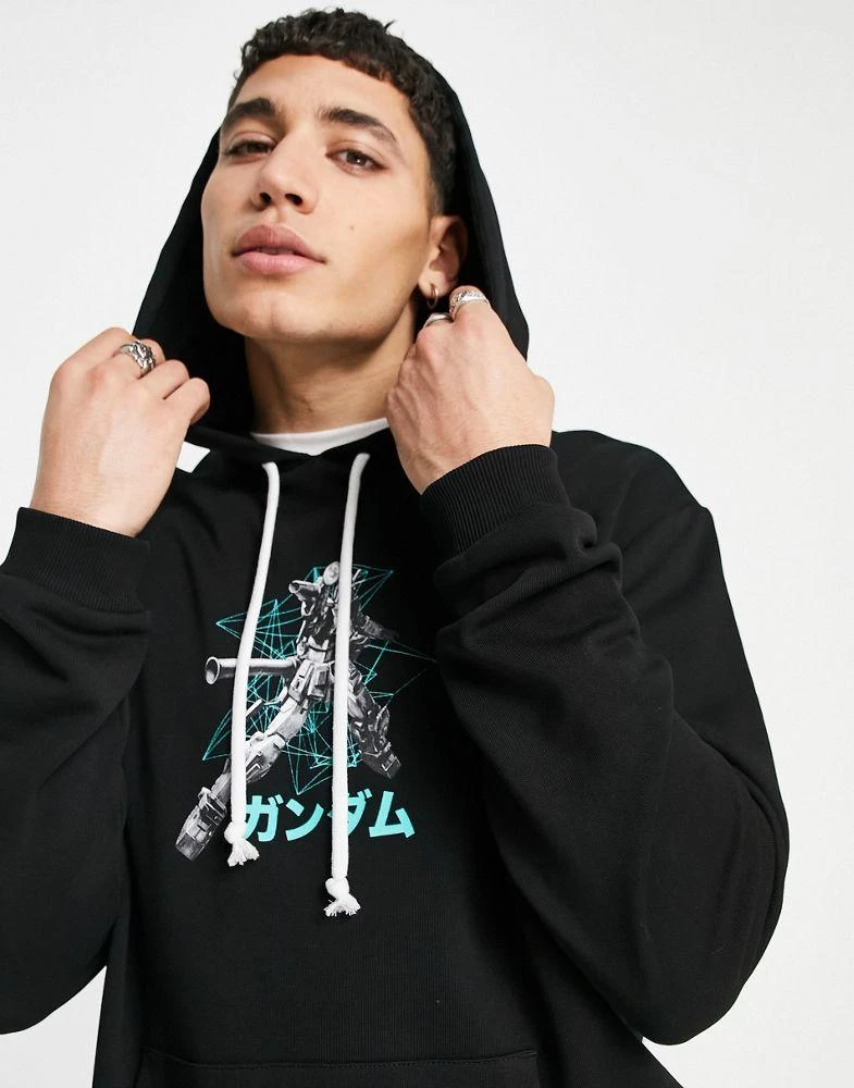 商品ASOS|ASOS DESIGN hoodie with Gundam front and back print in black,价格¥226,第2张图片详细描述