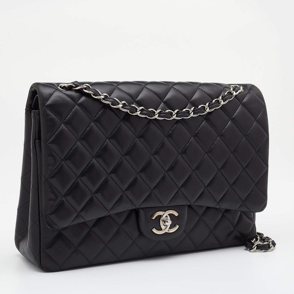 Chanel Black Quilted Leather Maxi Classic Double Flap Bag商品第3张图片规格展示