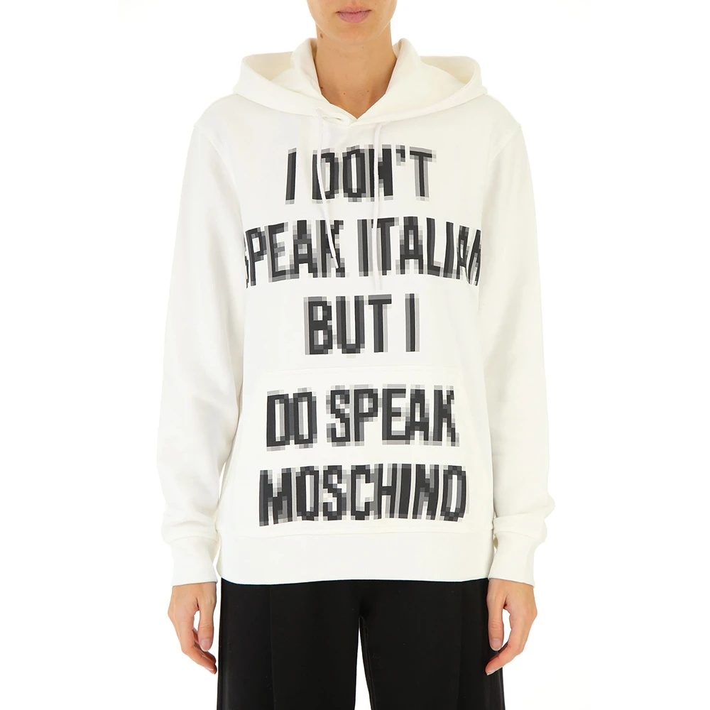 MOSCHINO 女士白色字母印花连帽卫衣 A17799127-1002 商品