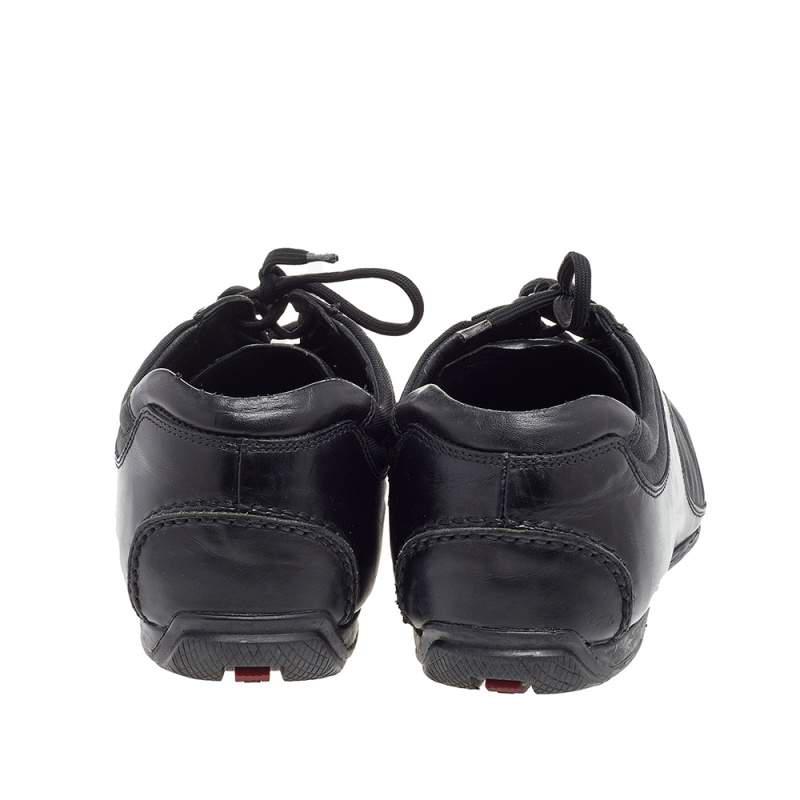 Prada Sport Black Leather And Nylon Low Top Sneakers Size 42商品第5张图片规格展示