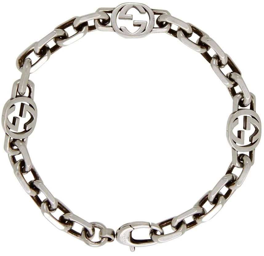商品Gucci|Silver Interlocking G Bracelet,价格¥2578,第2张图片详细描述