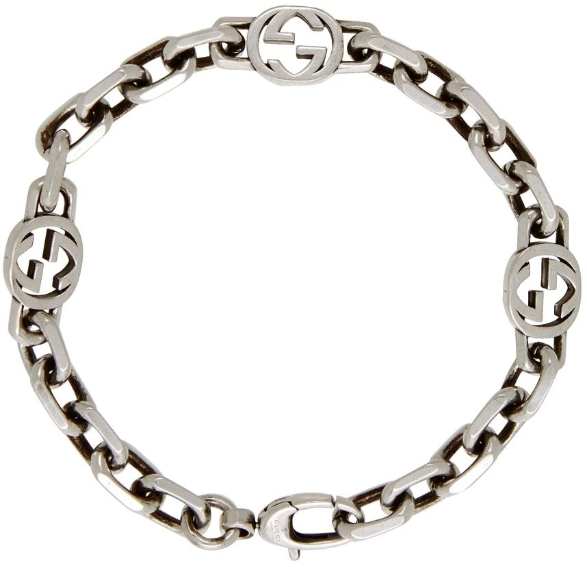 商品Gucci|Silver Interlocking G Bracelet,价格¥2755,第2张图片详细描述