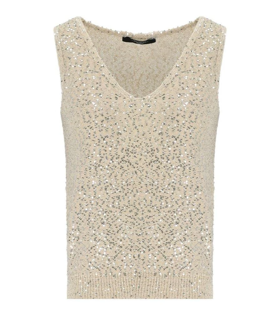 商品Weekend Max Mara|Weekend Max Mara Colomba Silver Sequins Top,价格¥1420,第1张图片
