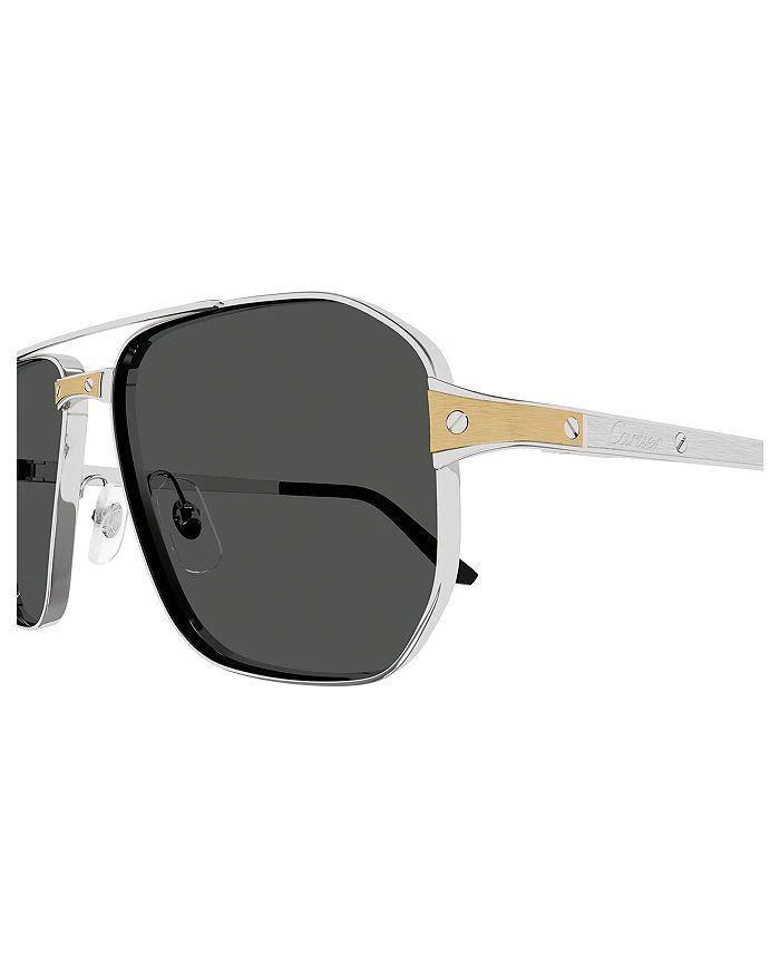 商品Cartier|Santos Evolution Platinum & 24K Gold Plated Navigator Sunglasses, 59mm,价格¥11971,第3张图片详细描述