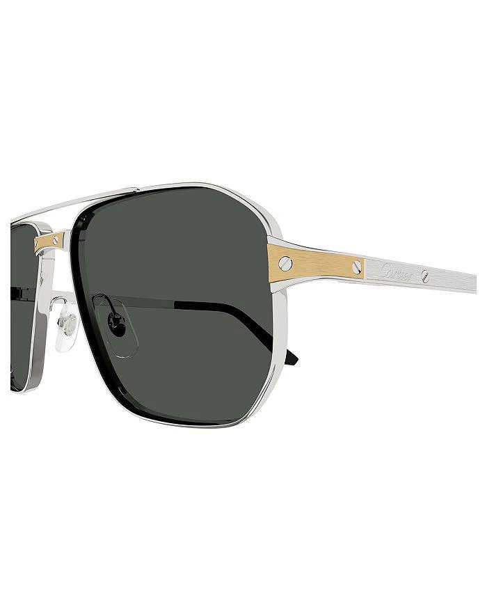 商品Cartier|Santos Evolution Platinum & 24K Gold Plated Navigator Sunglasses, 59mm,价格¥11877,第3张图片详细描述