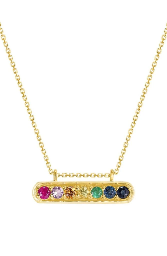 商品RON HAMI|14K Yellow Gold Rainbow Sapphire Bar Pendant Necklace,价格¥2493,第1张图片