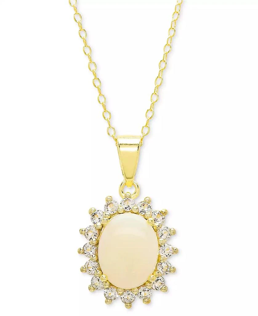 商品Macy's|18" Opal (1-1/2 ct. t.w.) and White Topaz (5/8 ct. t.w.) Pendant Necklace in 18k Gold-Plated Sterling Silver,价格¥223,第1张图片