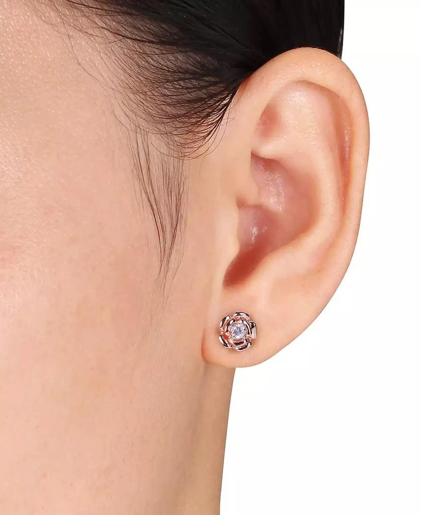 商品Macy's|Lab Grown White Sapphire (1/3 ct. t.w.) Flower Stud Earrings in 18k Rose Gold Over Silver,价格¥421,第2张图片详细描述