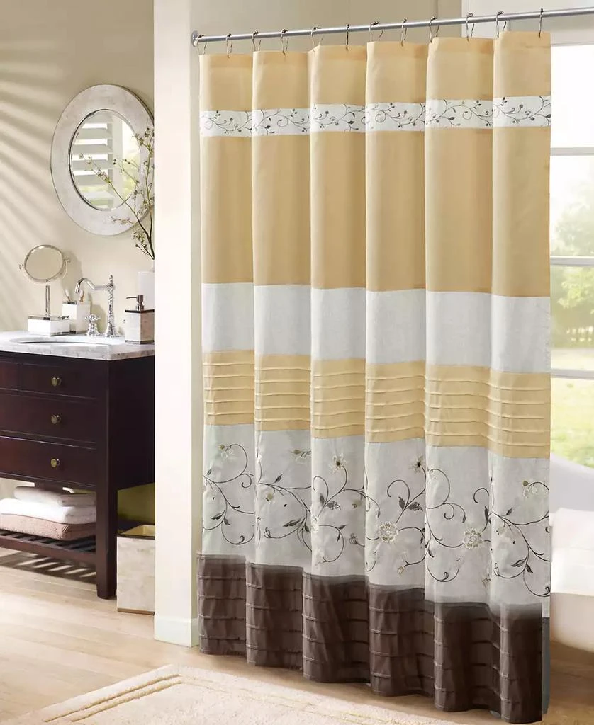 商品Madison Park|Serene Floral Embroidered Shower Curtain, 72" x  72",价格¥306,第1张图片详细描述
