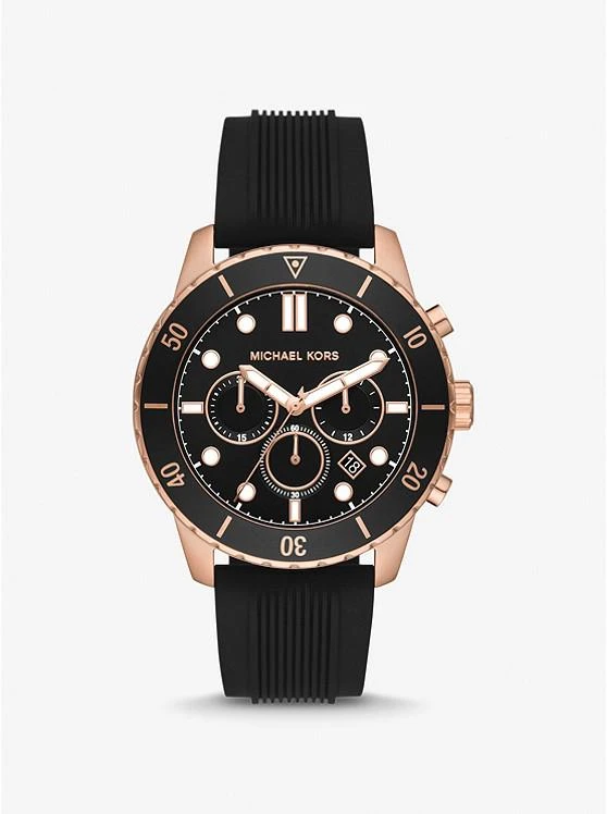 商品Michael Kors|Oversized Cunningham Rose Gold-Tone and Silicone Watch,价格¥1195,第1张图片