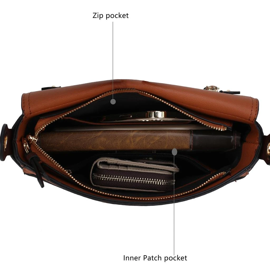 商品MKF|Drew Vegan Leather Color Block Women’s Shoulder Handbag,价格¥582,第4张图片详细描述