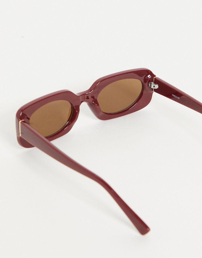 ASOS DESIGN mid square sunglasses in red with tonal lens商品第4张图片规格展示