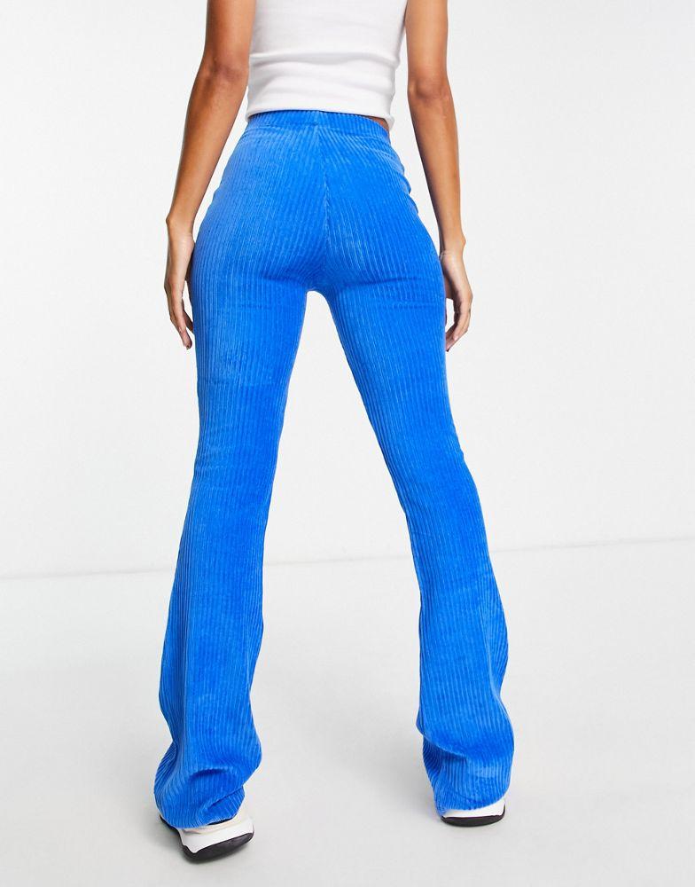 Topshop stretchy cord flared trouser in cobolt blue商品第2张图片规格展示