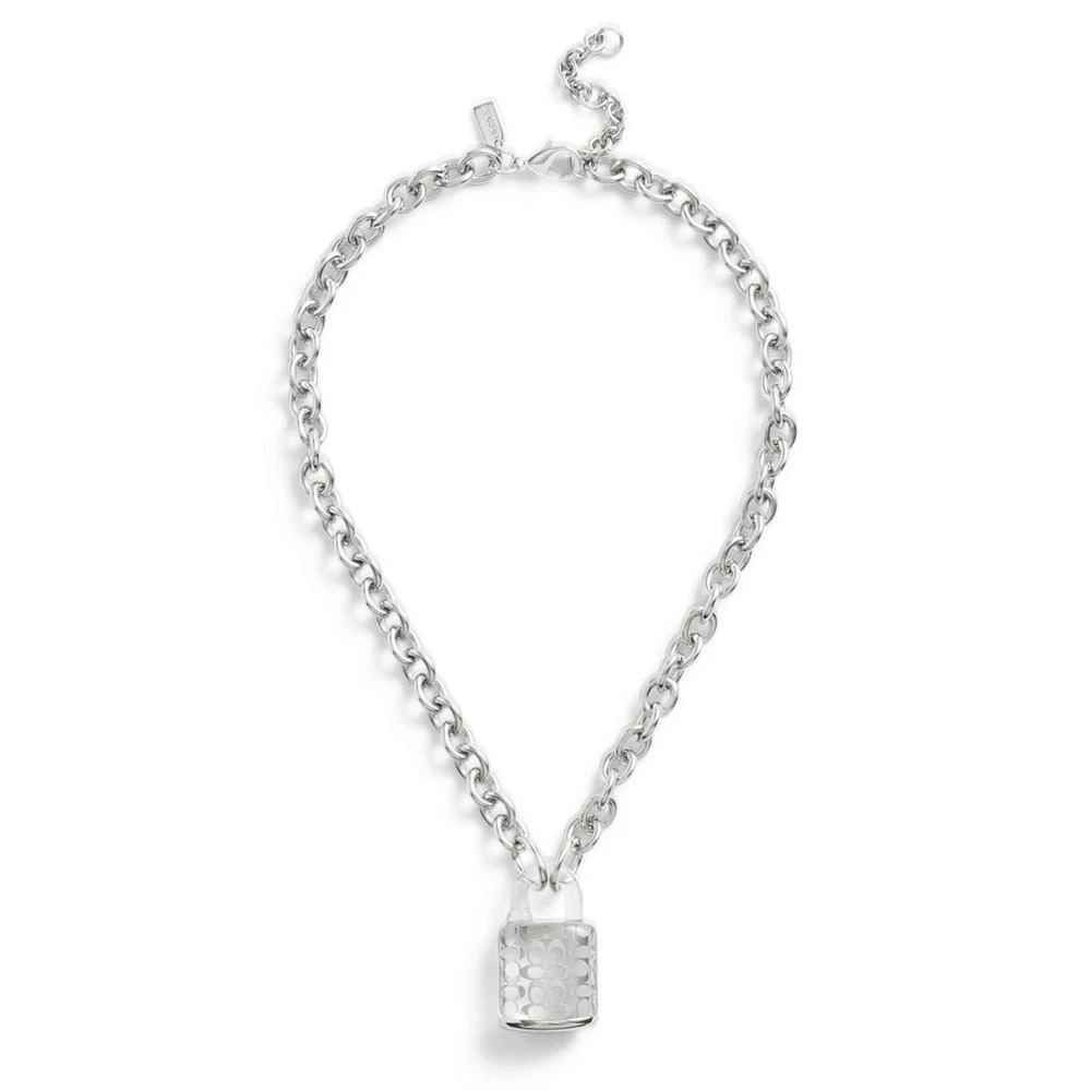 商品Coach|Clear Resin Signature Quilted Lucite Padlock Pendant Necklace,价格¥1360,第2张图片详细描述