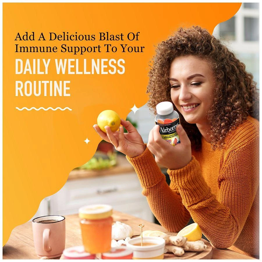 商品Airborne|Vitamin C, E, Zinc, Minerals & Herbs Immune Support Supplement Gummies Assorted Fruit,价格¥225,第5张图片详细描述