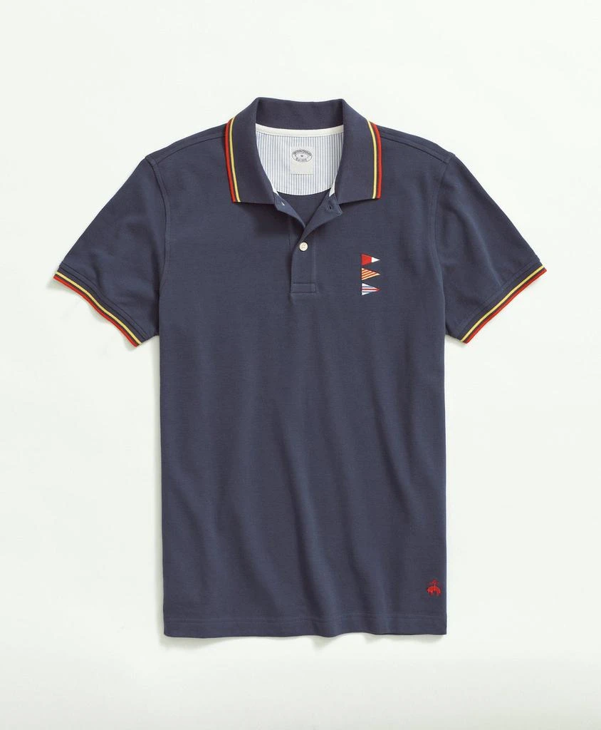 商品Brooks Brothers|Cotton Slim-Fit Embroidered Nautical Flag Polo Shirt,价格¥493,第1张图片