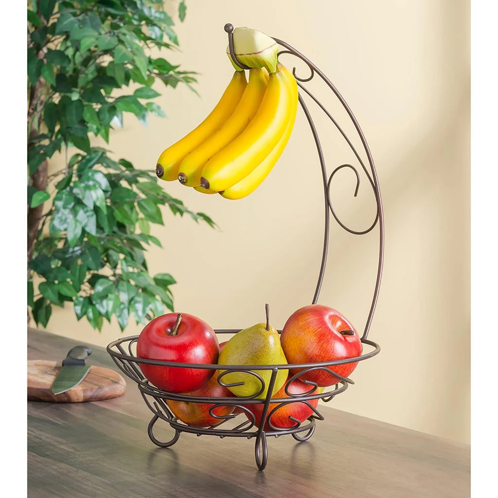 商品Home Basics|Home Basics Scroll Collection Steel Fruit Basket With Banana Tree, Bronze,价格¥198,第3张图片详细描述