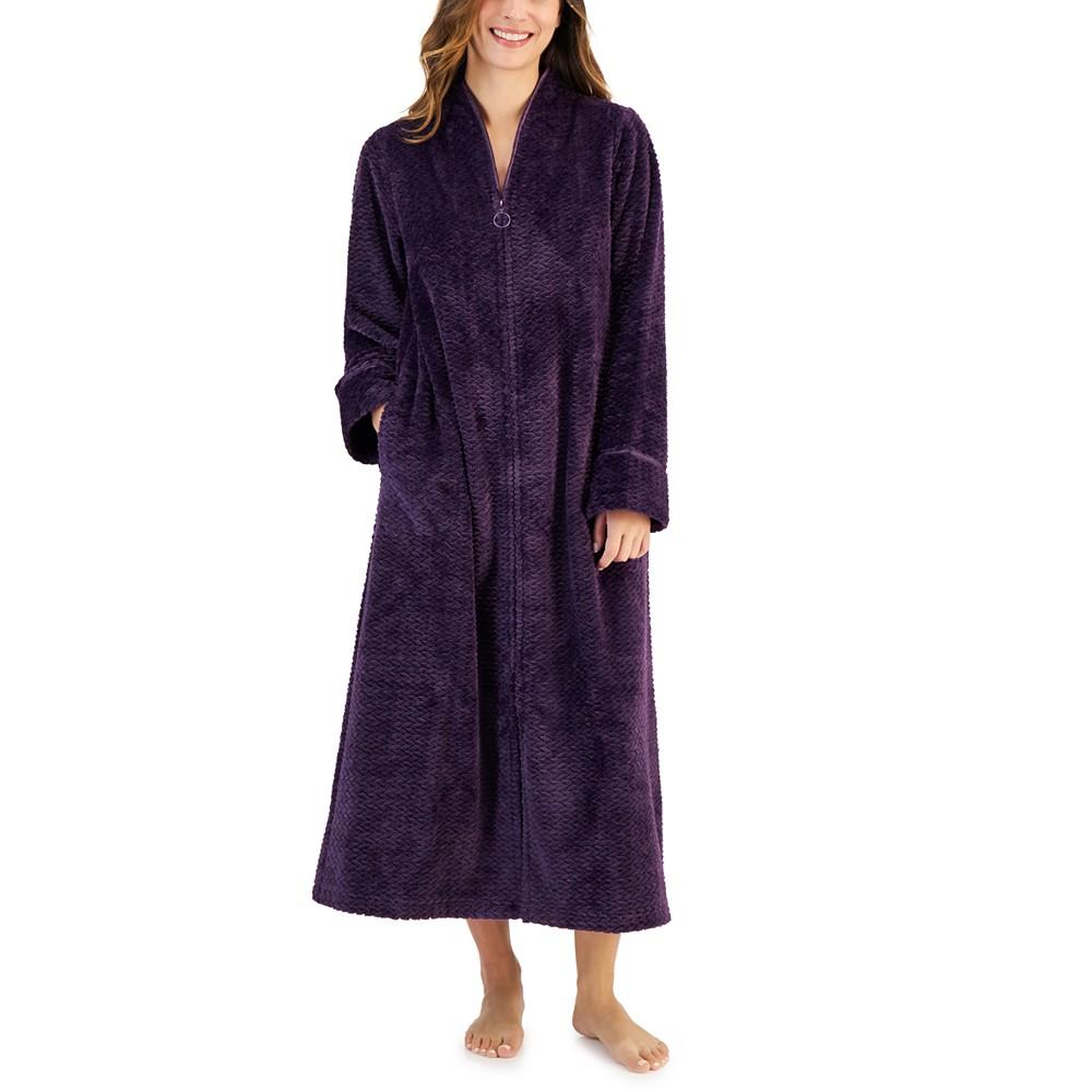 Petite Women's Long Zigzag Zipper Robe, Created for Macy's商品第1张图片规格展示