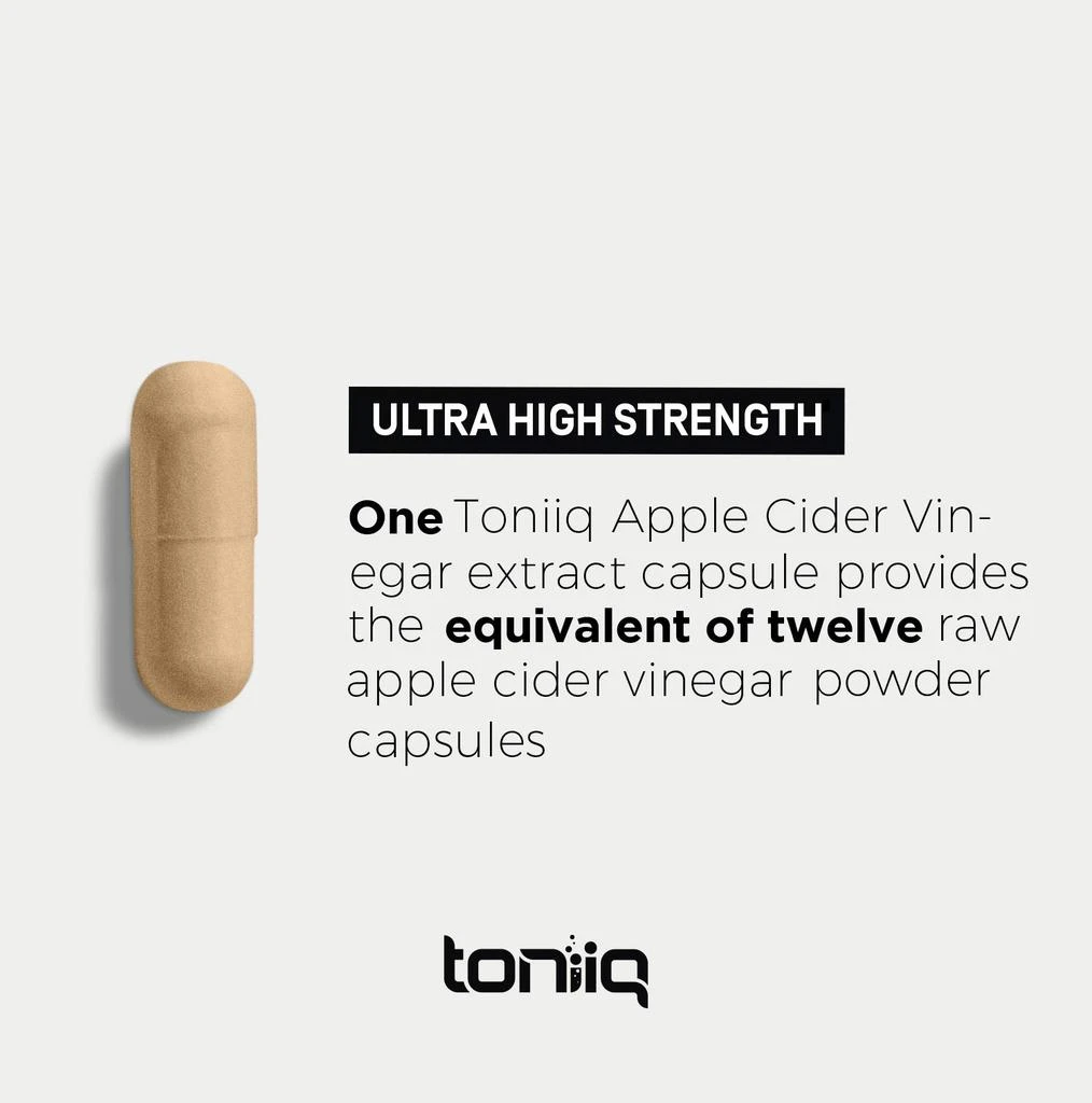 商品Toniiq|Apple Cider Vinegar Capsules - Ultra High Potency 2,010mg Formula with 20% Acetic Acid & Cayenne Pepper - Made with The Mother - Third-Party Lab Tested - 120 Capsules,价格¥165,第5张图片详细描述